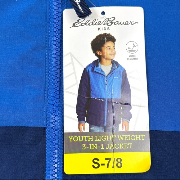 Youth Jacket Two-Tone Blue Size Small 7-8 Eddie Bauer - Picture 4 of 6